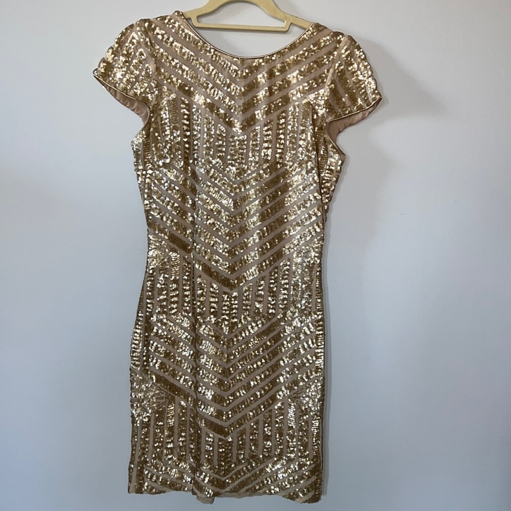 Dress The Population Gold Sequin Cocktail Dress